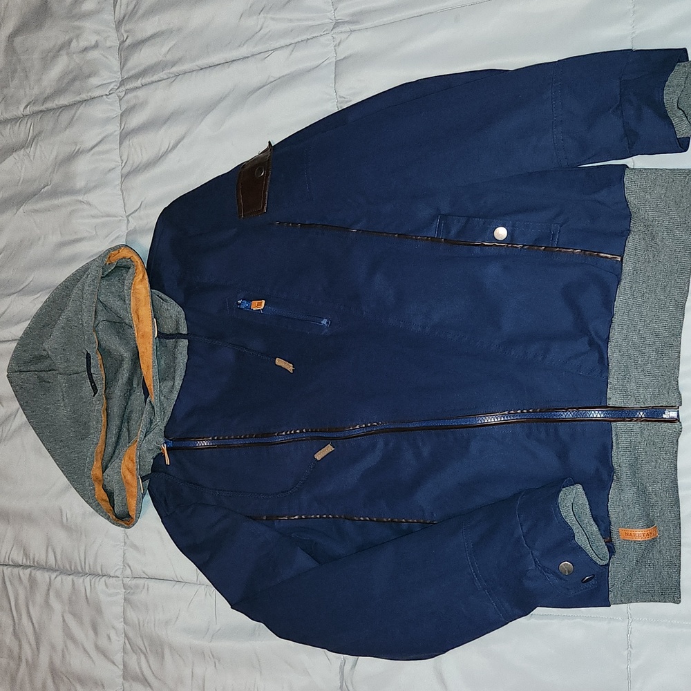 YIBAILIAN NAKETANO JACKET - Fleece lined, diagonal zip, hoodie Size L - Picture 4 of 8